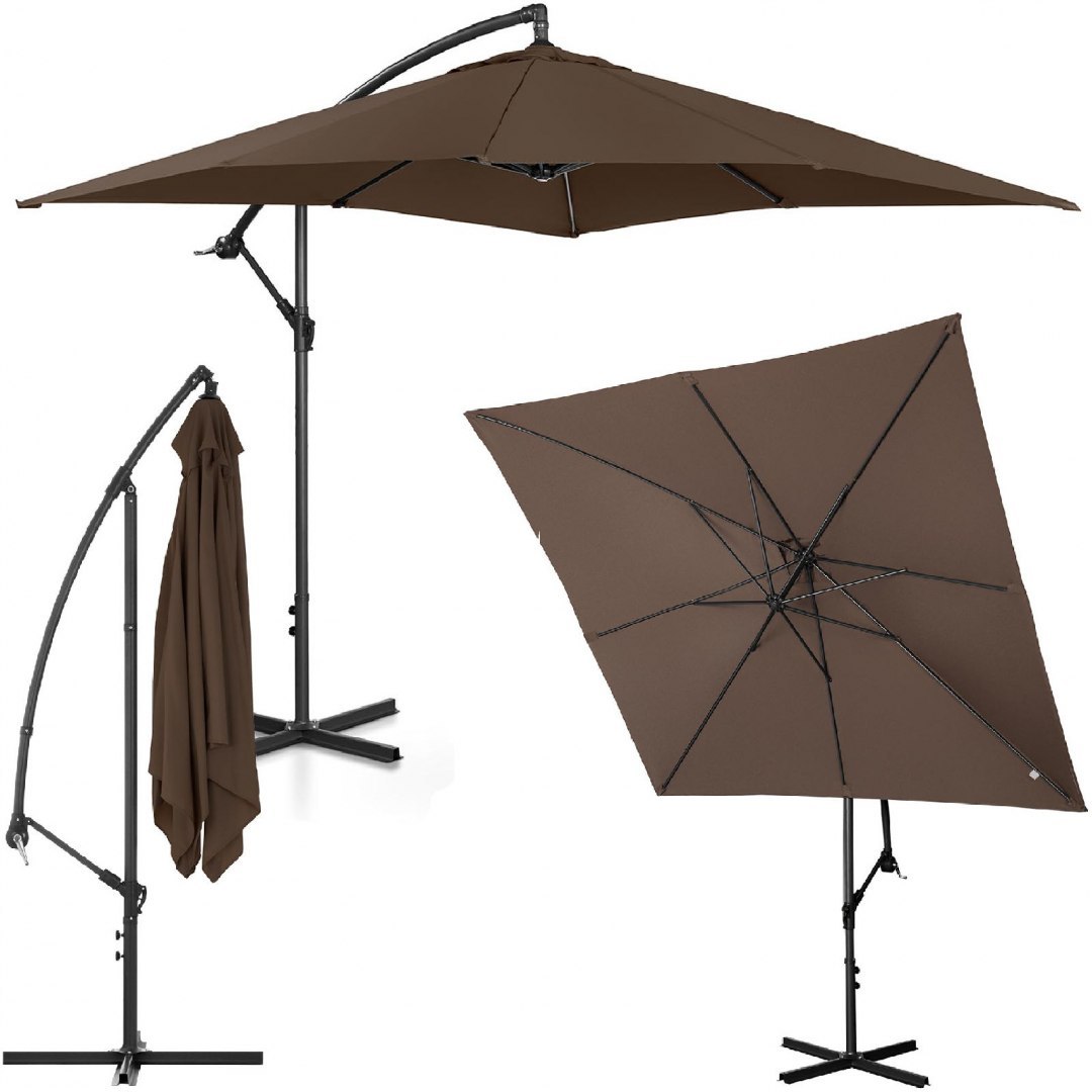Parasol ogrodowy na wysięgniku kwadratowy 250 x 250 cm brązowy UNIPRODO Parasol ogrodowy na wysięgniku kwadratowy 250 x 250 cm brązowy UNIPRODO
