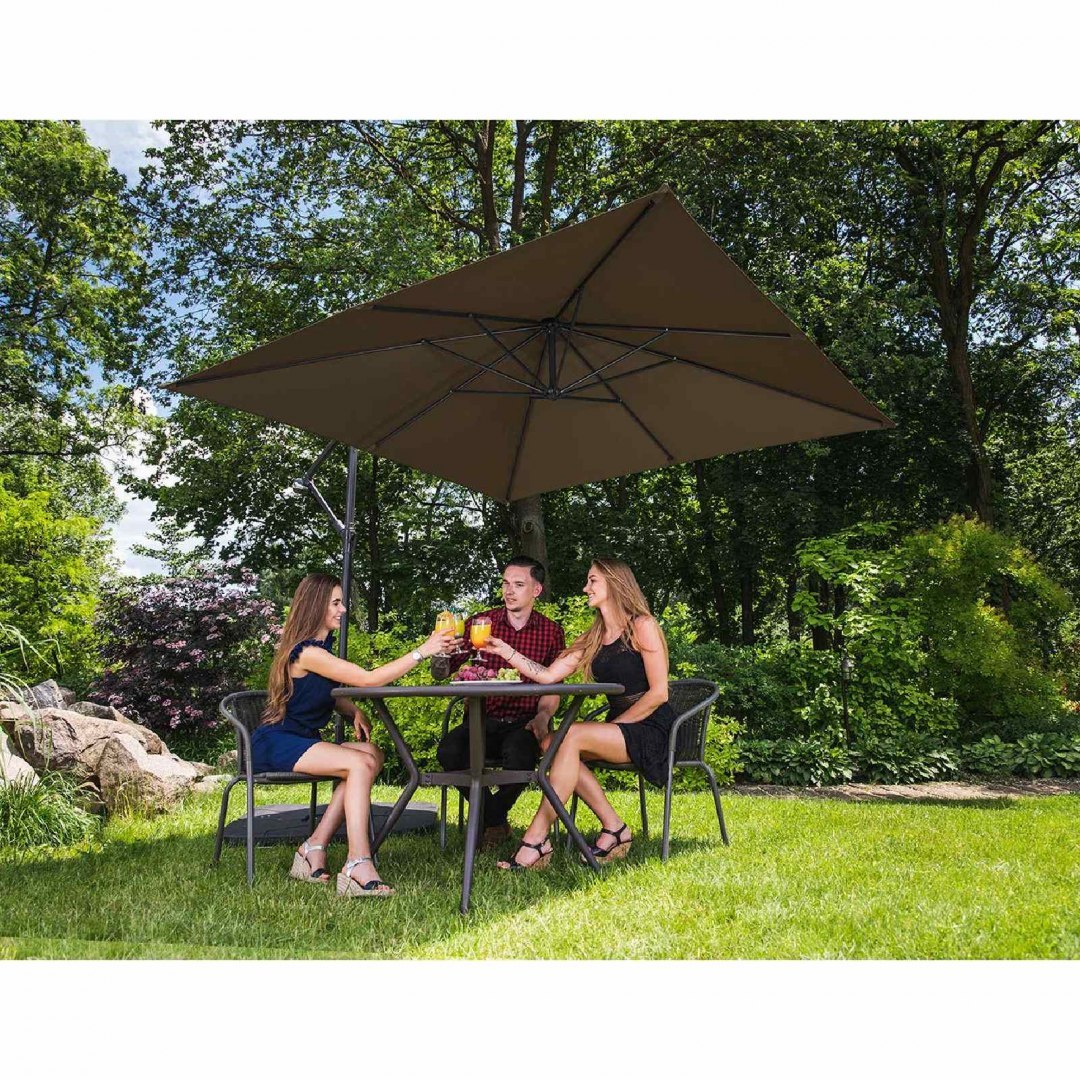 Parasol ogrodowy na wysięgniku kwadratowy 250 x 250 cm brązowy UNIPRODO Parasol ogrodowy na wysięgniku kwadratowy 250 x 250 cm brązowy UNIPRODO