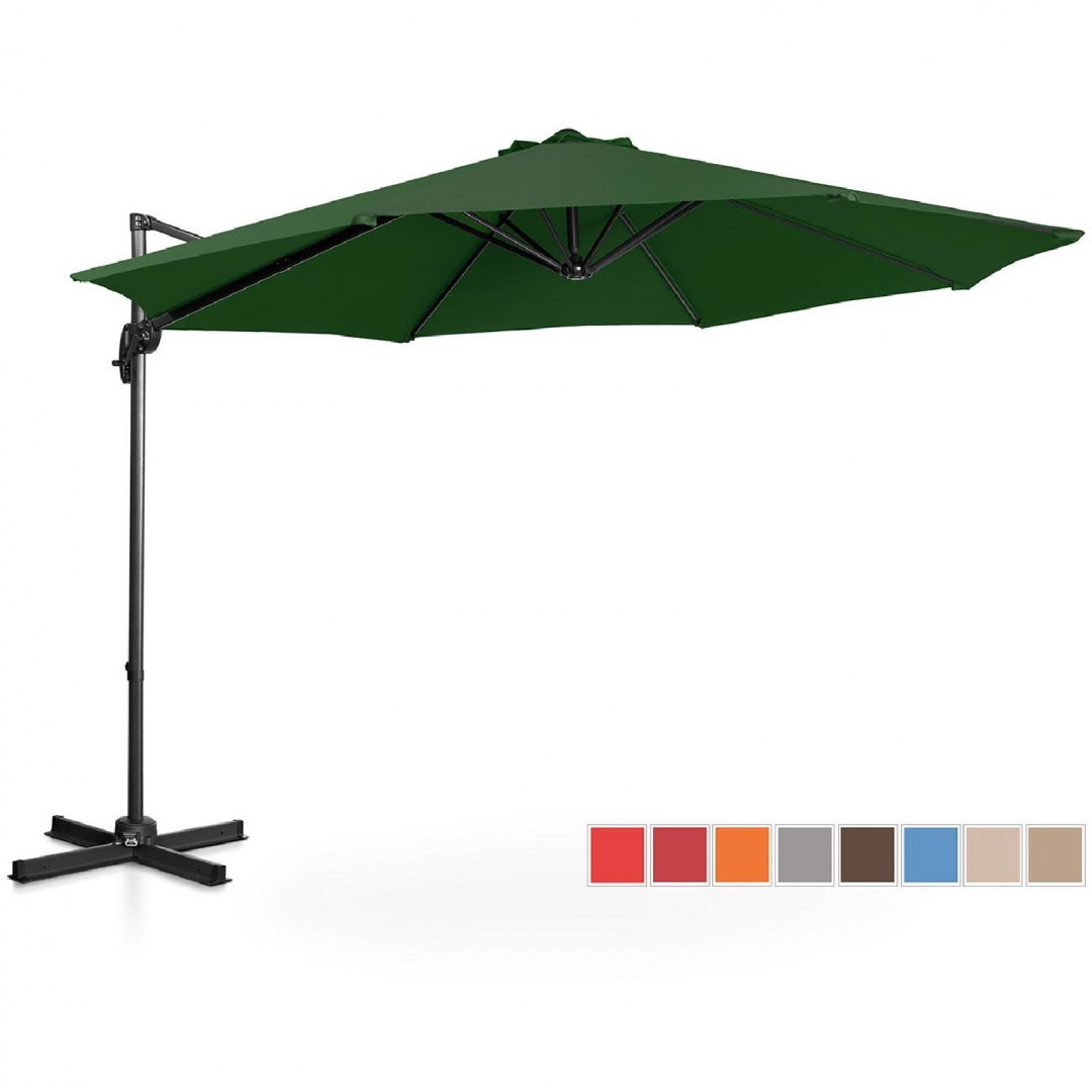 Parasol ogrodowy na wysięgniku okrągły śr. 300 cm zielony UNIPRODO Parasol ogrodowy na wysięgniku okrągły śr. 300 cm zielony UNIPRODO