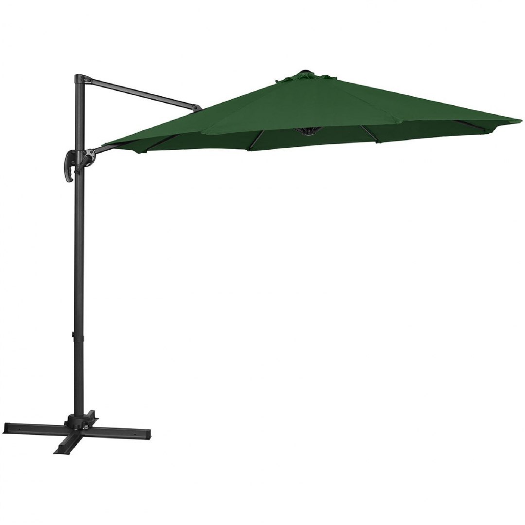 Parasol ogrodowy na wysięgniku okrągły śr. 300 cm zielony UNIPRODO Parasol ogrodowy na wysięgniku okrągły śr. 300 cm zielony UNIPRODO