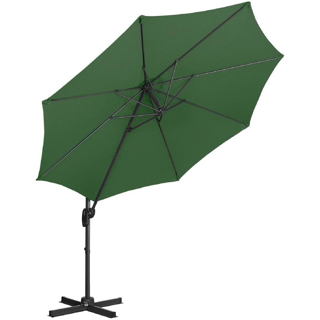 Parasol ogrodowy na wysięgniku okrągły śr. 300 cm zielony UNIPRODO Parasol ogrodowy na wysięgniku okrągły śr. 300 cm zielony UNIPRODO