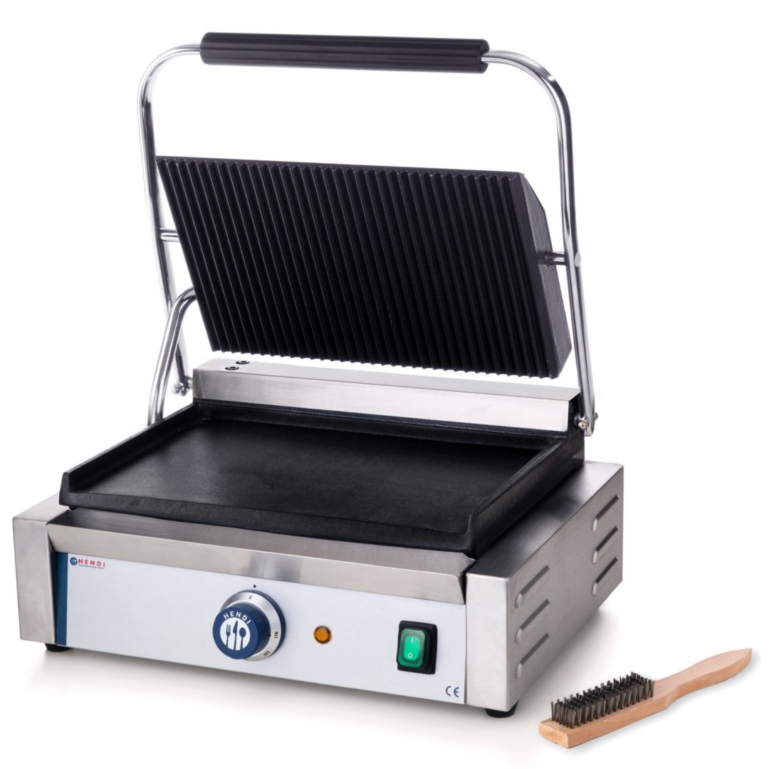 Kontakt grill kontaktowy PANINI góra ryflowana dół gładki 2200W - Hendi 263662 Hendi Kontakt grill kontaktowy PANINI góra ryflowana dół gładki 2200W - Hendi 263662 Hendi