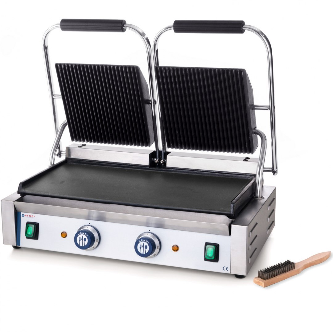Kontakt grill kontaktowy góra ryflowana dół gładki 3600W - Hendi 263808 Hendi Kontakt grill kontaktowy góra ryflowana dół gładki 3600W - Hendi 263808 Hendi