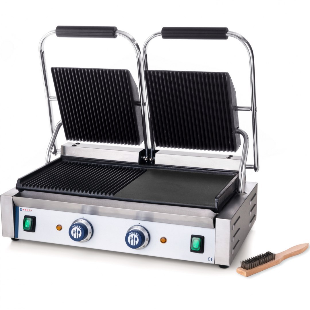 Kontakt grill kontaktowy podwójny góra ryflowana dół gładki 3600W - Hendi 263907 Hendi Kontakt grill kontaktowy podwójny góra ryflowana dół gładki 3600W - Hendi 263907 Hendi