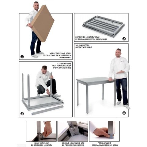Stół blat roboczy do kuchni stalowy przyścienny z rantem 140x60 cm - Hendi 811269 Hendi Stół blat roboczy do kuchni stalowy przyścienny z rantem 140x60 cm - Hendi 811269 Hendi