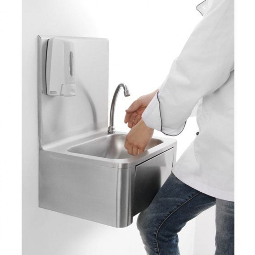 Umywalka zlewozmywak do rąk bezdotykowy kolanowy ze stali nierdzewnej - Hendi 810309 Hendi