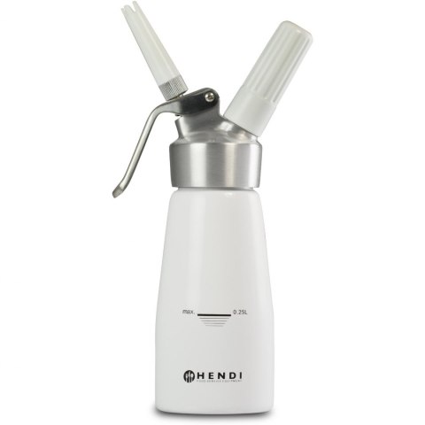 Syfon do bitej śmietany N2O Kitchen Line ZESTAW + 3 końcówki 0.25L - biały - HENDI 588031 Hendi Syfon do bitej śmietany N2O Kitchen Line ZESTAW + 3 końcówki 0.25L - biały - HENDI 588031 Hendi