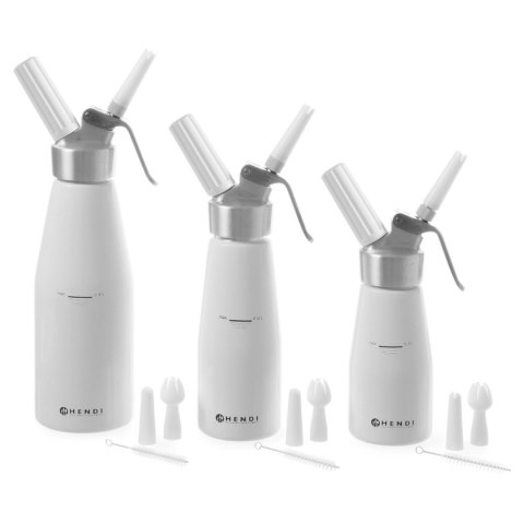 Syfon do bitej śmietany N2O Kitchen Line ZESTAW + 3 końcówki 0.25L - biały - HENDI 588031 Hendi Syfon do bitej śmietany N2O Kitchen Line ZESTAW + 3 końcówki 0.25L - biały - HENDI 588031 Hendi