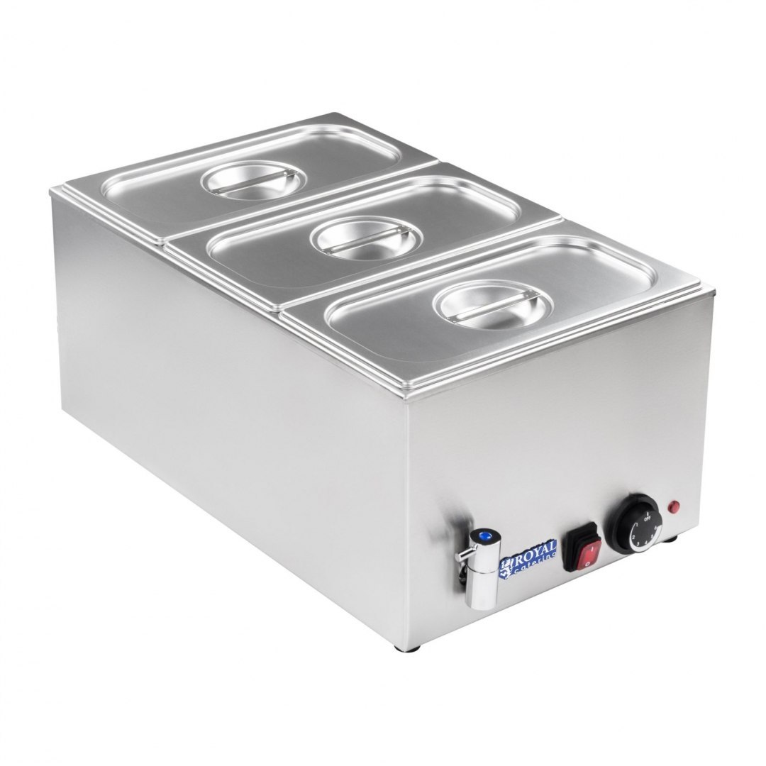 Bemar bufet grzewczy gastronomiczny z kranikiem + 3 GN Z POKRYWKAMI Royal Catering Bemar bufet grzewczy gastronomiczny z kranikiem + 3 GN Z POKRYWKAMI Royal Catering