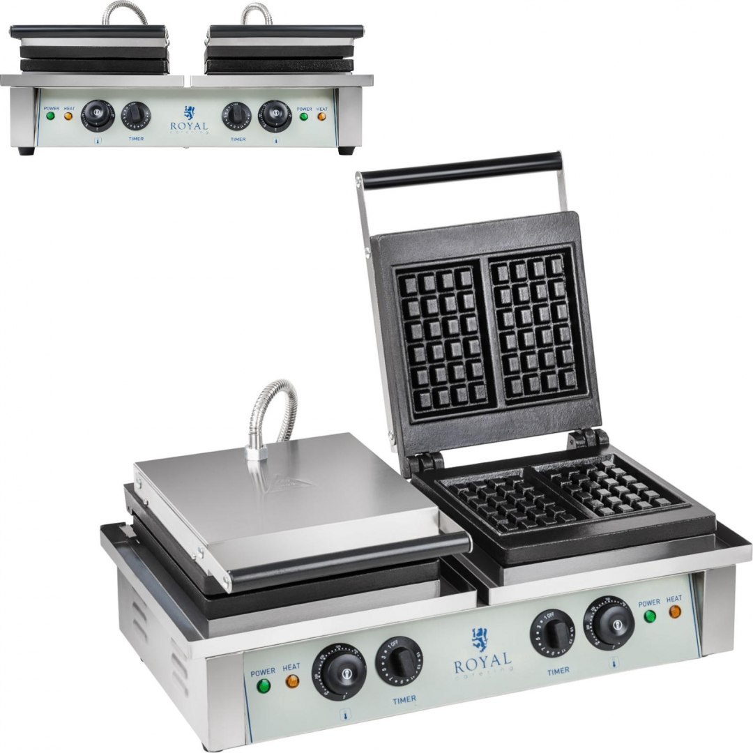 Gofrownica prostokątna podwójna na 4 gofry belgijskie Royal Catering Gofrownica prostokątna podwójna na 4 gofry belgijskie Royal Catering