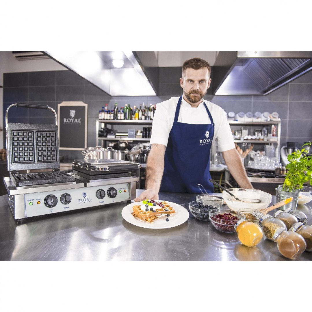 Gofrownica prostokątna podwójna na 4 gofry belgijskie Royal Catering Gofrownica prostokątna podwójna na 4 gofry belgijskie Royal Catering