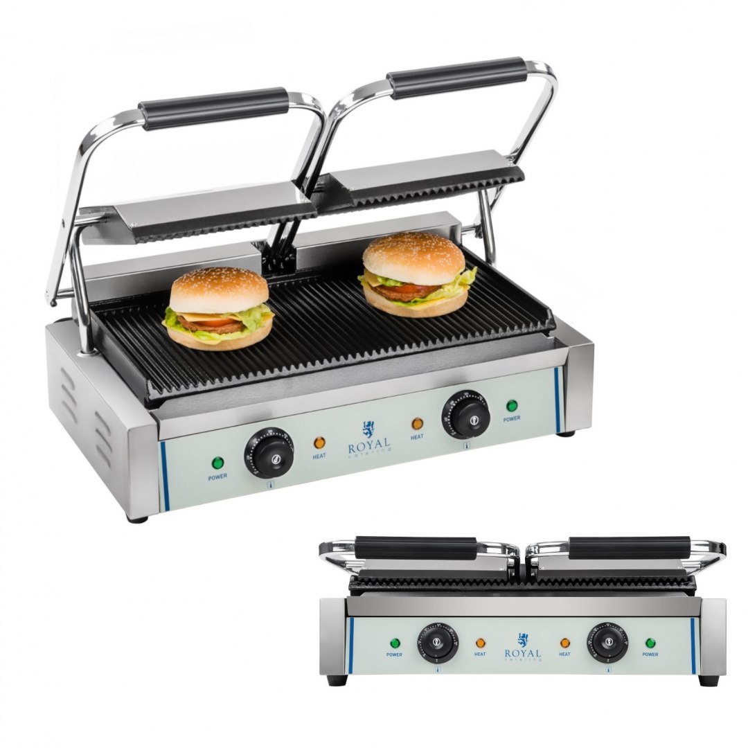 Grill kontaktowy podwójny dwustronny ryflowany Royal Catering Grill kontaktowy podwójny dwustronny ryflowany Royal Catering