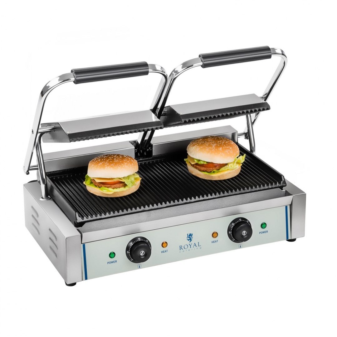 Grill kontaktowy podwójny dwustronny ryflowany Royal Catering Grill kontaktowy podwójny dwustronny ryflowany Royal Catering