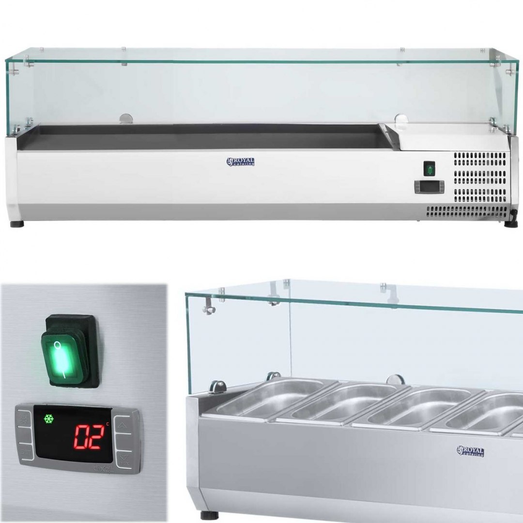 Nadstawa chłodnicza ze szklaną osłoną 6x GN1/4 140cm Royal Catering Nadstawa chłodnicza ze szklaną osłoną 6x GN1/4 140cm Royal Catering