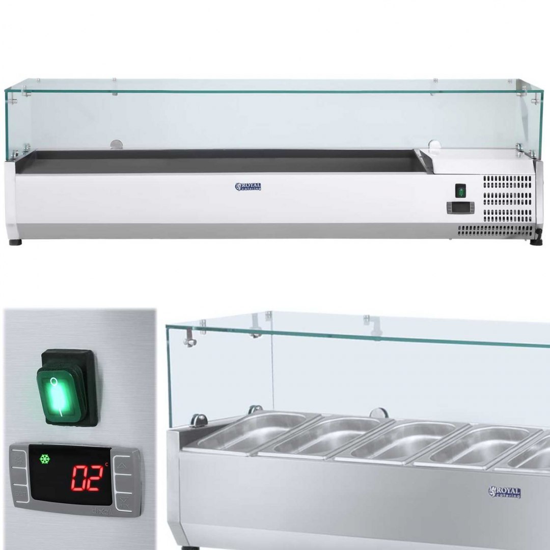 Nadstawa chłodnicza ze szklaną osłoną 7x GN1/4 150cm Royal Catering Nadstawa chłodnicza ze szklaną osłoną 7x GN1/4 150cm Royal Catering