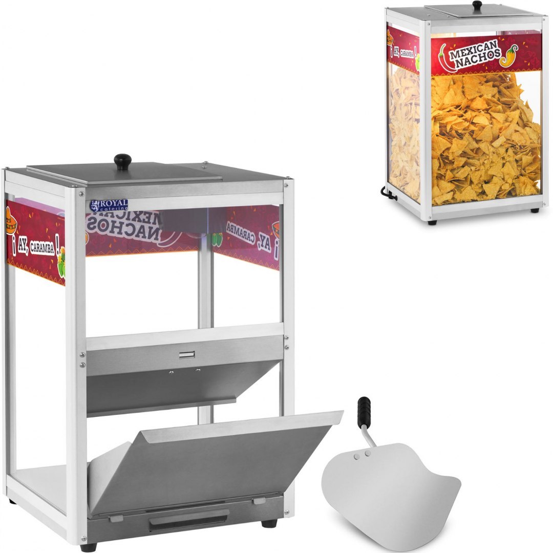 Podgrzewacz witryna grzewcza do nachos orzeszków ziemnych popcornu + szufelka Royal Catering Podgrzewacz witryna grzewcza do nachos orzeszków ziemnych popcornu + szufelka Royal Catering