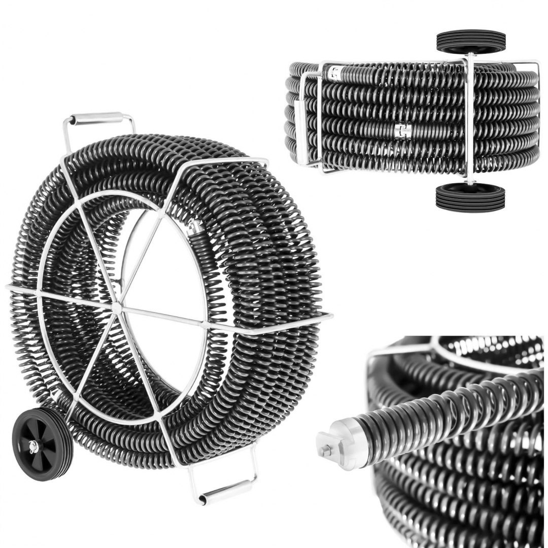 Spirala przepychacz sprężyna do rur hydrauliczna 4 x 4.65 m śr. 32 mm ZESTAW MSW Spirala przepychacz sprężyna do rur hydrauliczna 4 x 4.65 m śr. 32 mm ZESTAW MSW