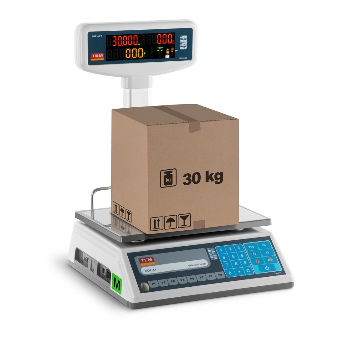 Waga sklepowa cenowa zalegalizowana EGE-LED TEM RS232 30kg / 10g TEM Waga sklepowa cenowa zalegalizowana EGE-LED TEM RS232 30kg / 10g TEM