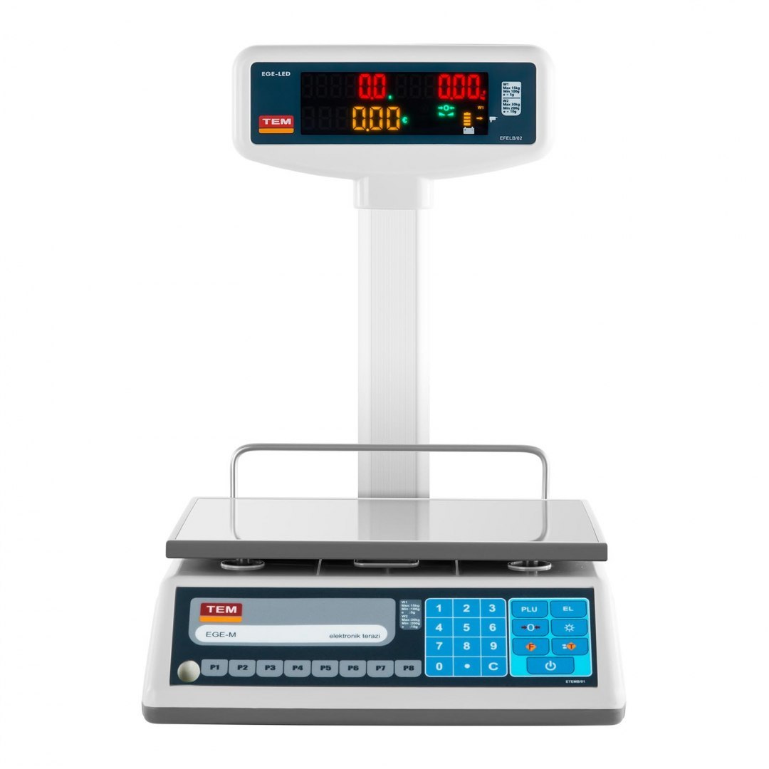 Waga sklepowa cenowa zalegalizowana EGE-LED TEM RS232 30kg / 10g TEM Waga sklepowa cenowa zalegalizowana EGE-LED TEM RS232 30kg / 10g TEM