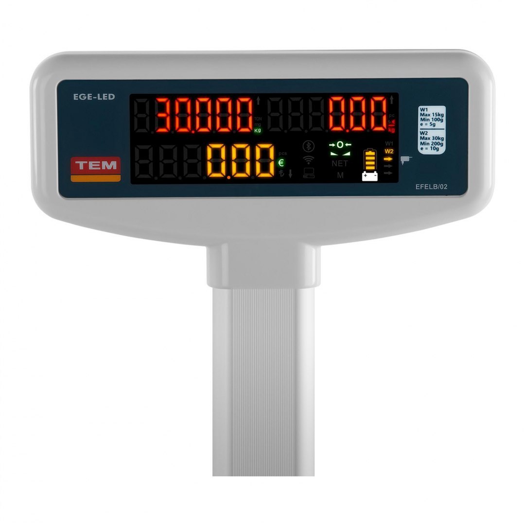 Waga sklepowa cenowa zalegalizowana EGE-LED TEM RS232 30kg / 10g TEM Waga sklepowa cenowa zalegalizowana EGE-LED TEM RS232 30kg / 10g TEM