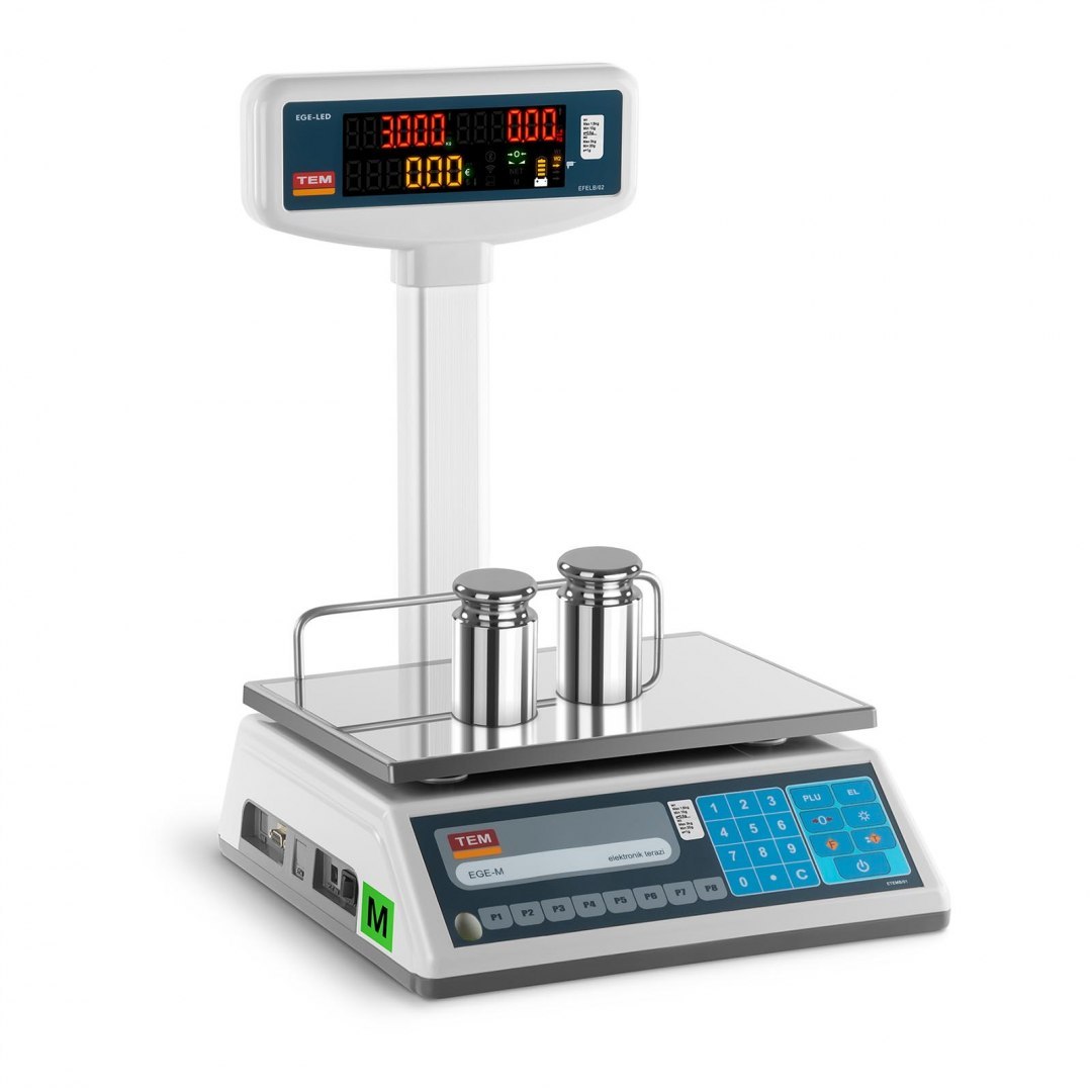 Waga sklepowa cenowa zalegalizowana EGE-LED TEM RS232 3kg / 1g TEM Waga sklepowa cenowa zalegalizowana EGE-LED TEM RS232 3kg / 1g TEM