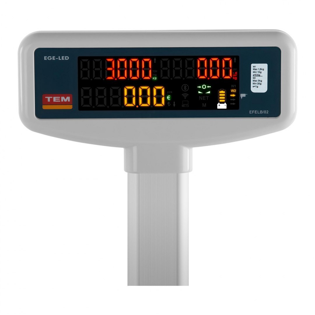 Waga sklepowa cenowa zalegalizowana EGE-LED TEM RS232 3kg / 1g TEM Waga sklepowa cenowa zalegalizowana EGE-LED TEM RS232 3kg / 1g TEM