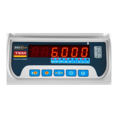 Waga sklepowa handlowa z legalizacją BEKO+ TEM RS232 6kg / 2g TEM Waga sklepowa handlowa z legalizacją BEKO+ TEM RS232 6kg / 2g TEM