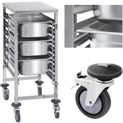 Wózek gastronomiczny transportowy do pojemników 7x GN1/1 nośność do 50kg Royal Catering Wózek gastronomiczny transportowy do pojemników 7x GN1/1 nośność do 50kg Royal Catering