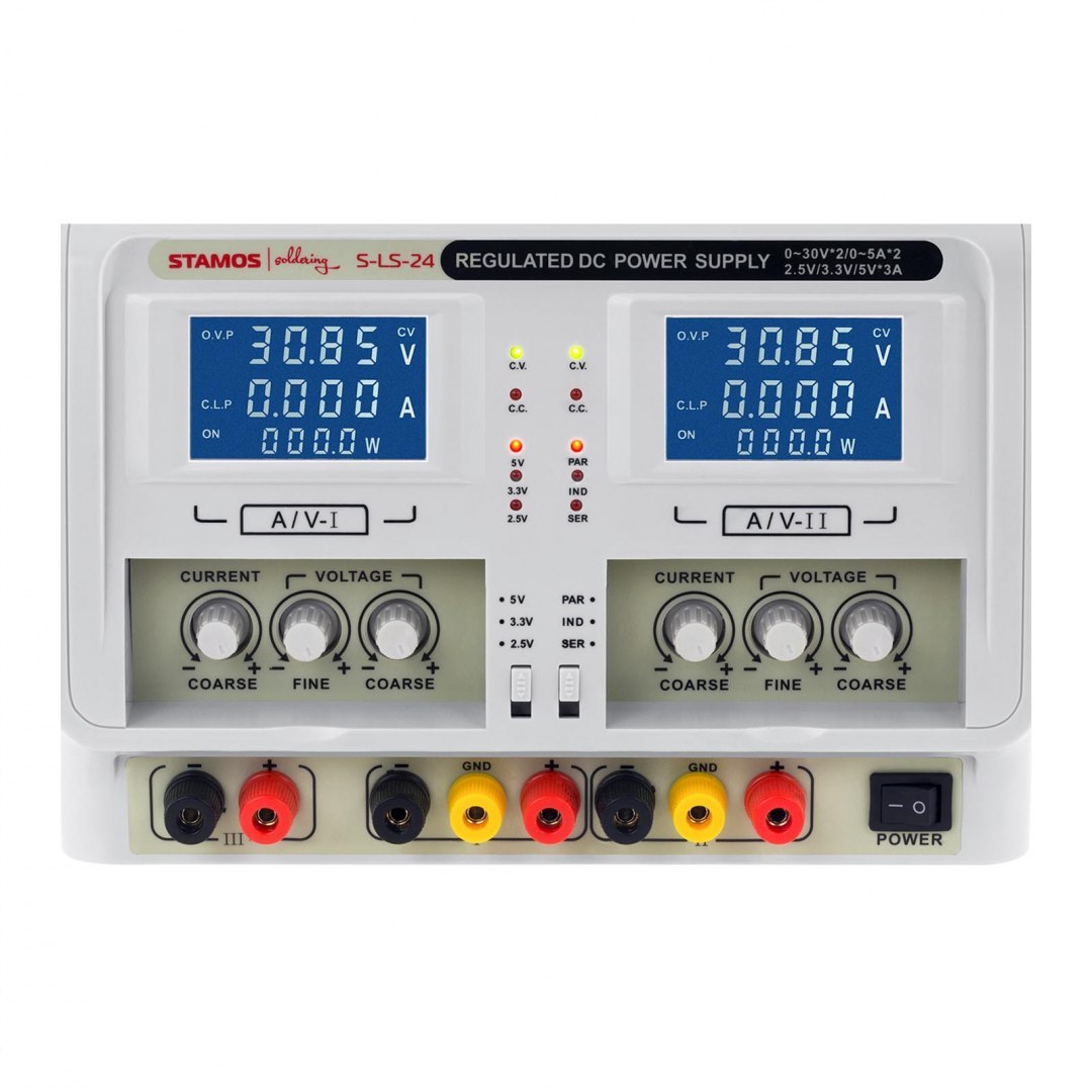 Zasilacz laboratoryjny warsztatowy regulowany źródło prądu z 3 trybami pracy 315W 230V Stamos Soldering S-LS-24 Stamos Soldering Zasilacz laboratoryjny warsztatowy regulowany źródło prądu z 3 trybami pracy 315W 230V Stamos Soldering S-LS-24 Stamos Soldering