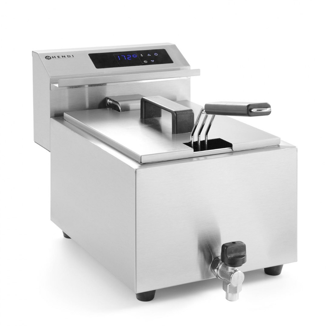 Frytownica frytkownica z panelem cyfrowym Mastercook z kranem 8L 3500W Hendi Frytownica frytkownica z panelem cyfrowym Mastercook z kranem 8L 3500W Hendi