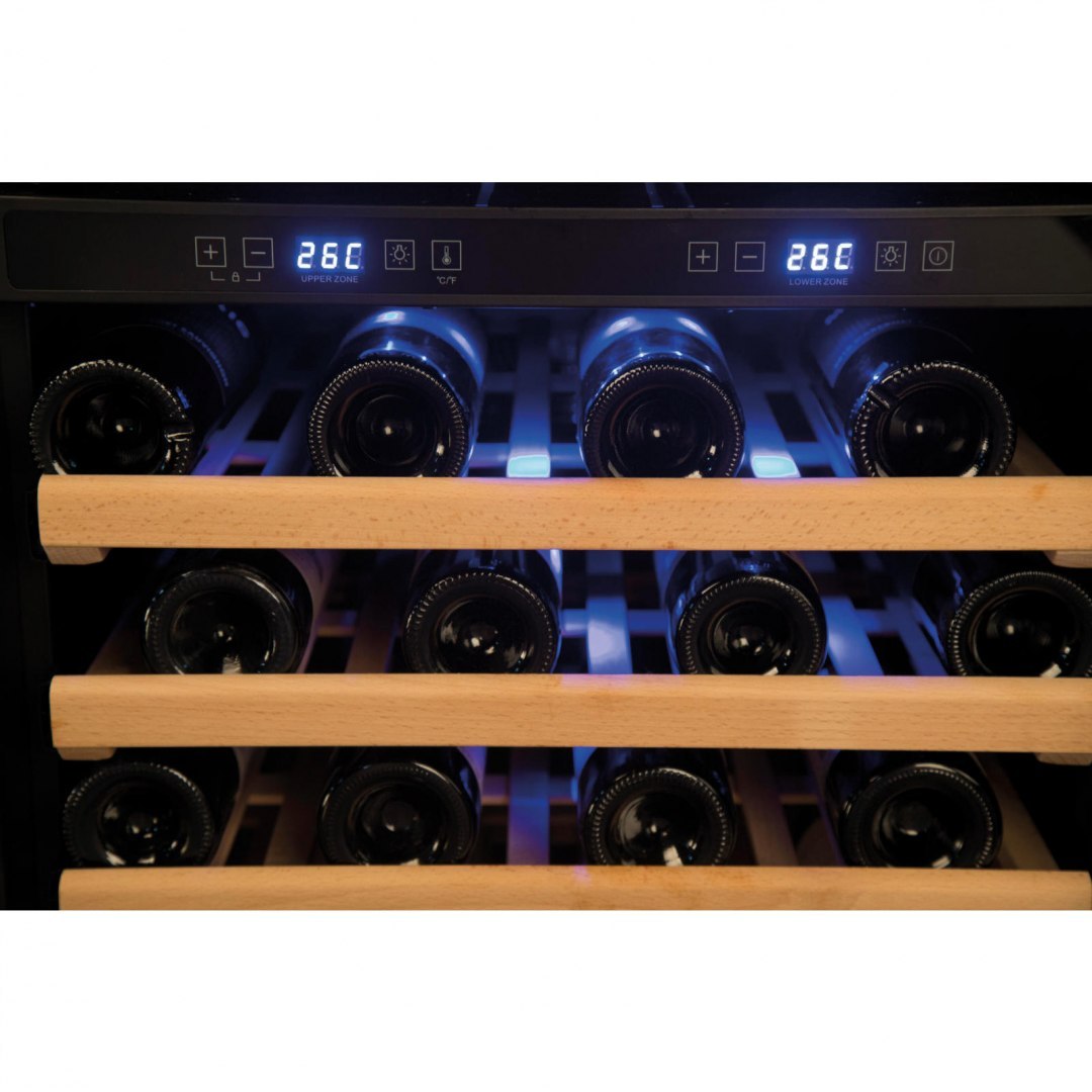 Lodówka na wino do chłodzenia wina 2 strefy 5 półek 44 butelki LED 155L ARKTIC Lodówka na wino do chłodzenia wina 2 strefy 5 półek 44 butelki LED 155L ARKTIC