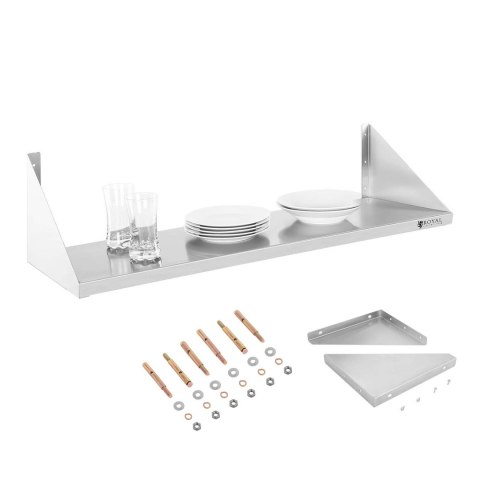 Półka ścienna wisząca stalowa nierdzewna pojedyncza 90cm Royal Catering Półka ścienna wisząca stalowa nierdzewna pojedyncza 90cm Royal Catering