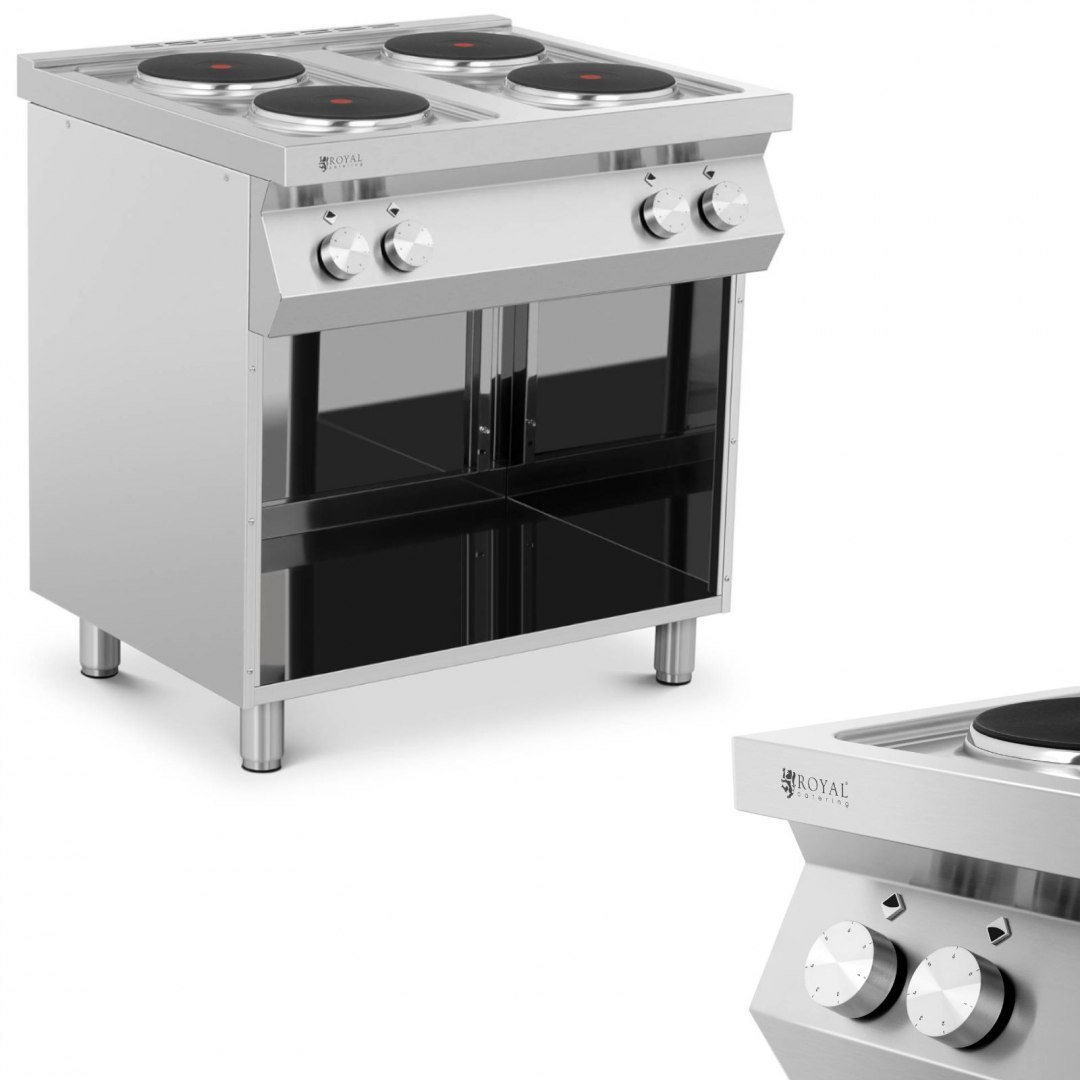 Kuchnia elektryczna 4-płytowa wolnostojąca z otwartą podstawą 4 x 2600 W 400 V ITALY Royal Catering Kuchnia elektryczna 4-płytowa wolnostojąca z otwartą podstawą 4 x 2600 W 400 V ITALY Royal Catering