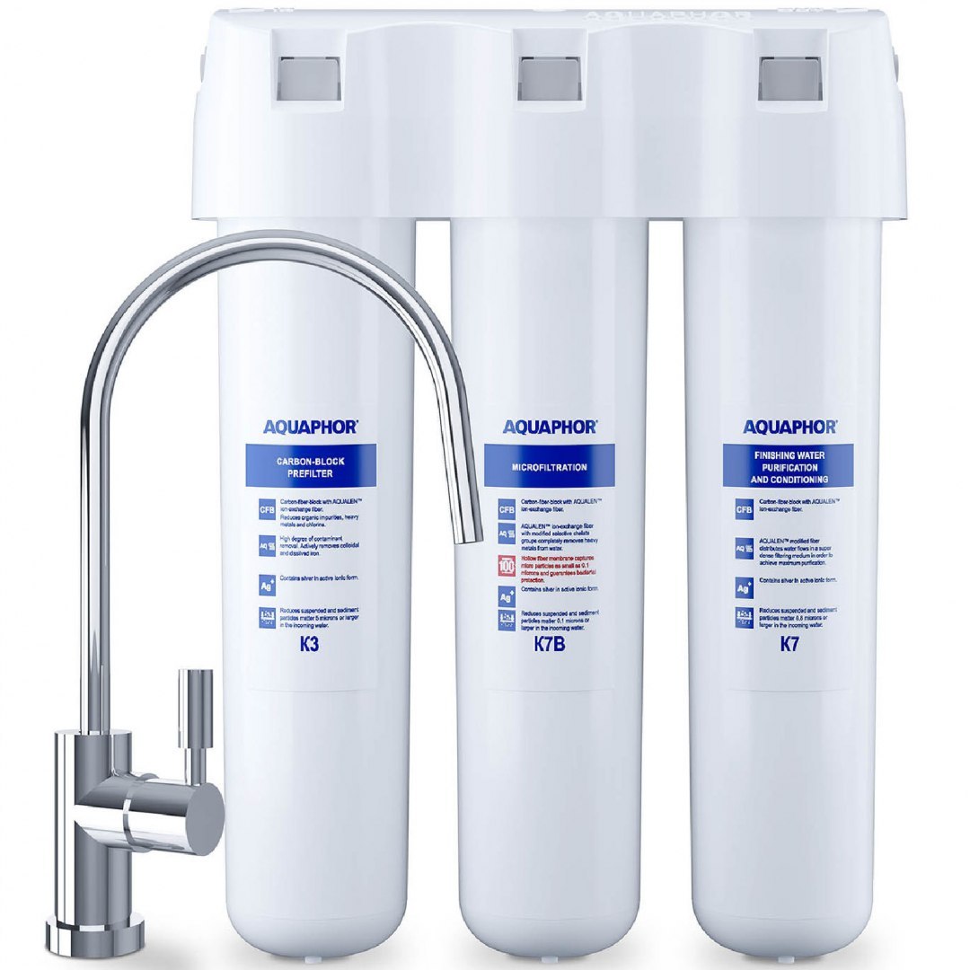 Filtr podzlewowy do uzdatniania wody z kranem K3 K7B K7 - zestaw 3 szt. AQUAPHOR Filtr podzlewowy do uzdatniania wody z kranem K3 K7B K7 - zestaw 3 szt. AQUAPHOR