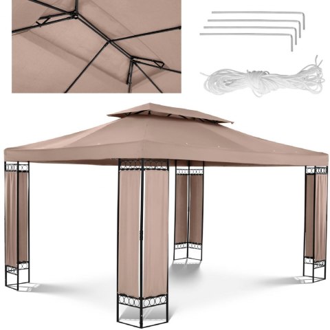 Pawilon ogrodowy namiot altana zadaszenie składane prostokątne 3 x 4 x 2.6 m beżowe UNIPRODO