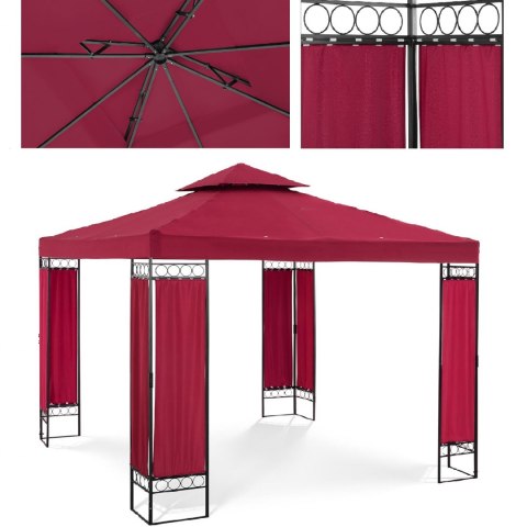 Pawilon ogrodowy altana namiot składany 3 x 3 x 2.6 m czerwone wino UNIPRODO