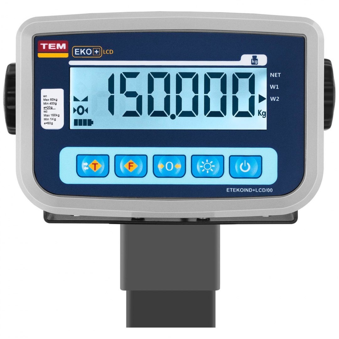 Waga platformowa przemysłowa interfejs RS232 150 kg / 50 g LCD M LEGALIZACJA TEM Waga platformowa przemysłowa interfejs RS232 150 kg / 50 g LCD M LEGALIZACJA TEM