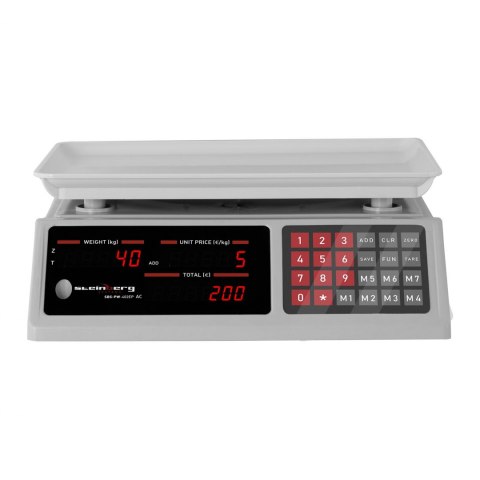 Waga sklepowa licząca sztuki 336x238mm zasilacz + akumulator 40kg / 2g - biała Steinberg Systems Waga sklepowa licząca sztuki 336x238mm zasilacz + akumulator 40kg / 2g - biała Steinberg Systems