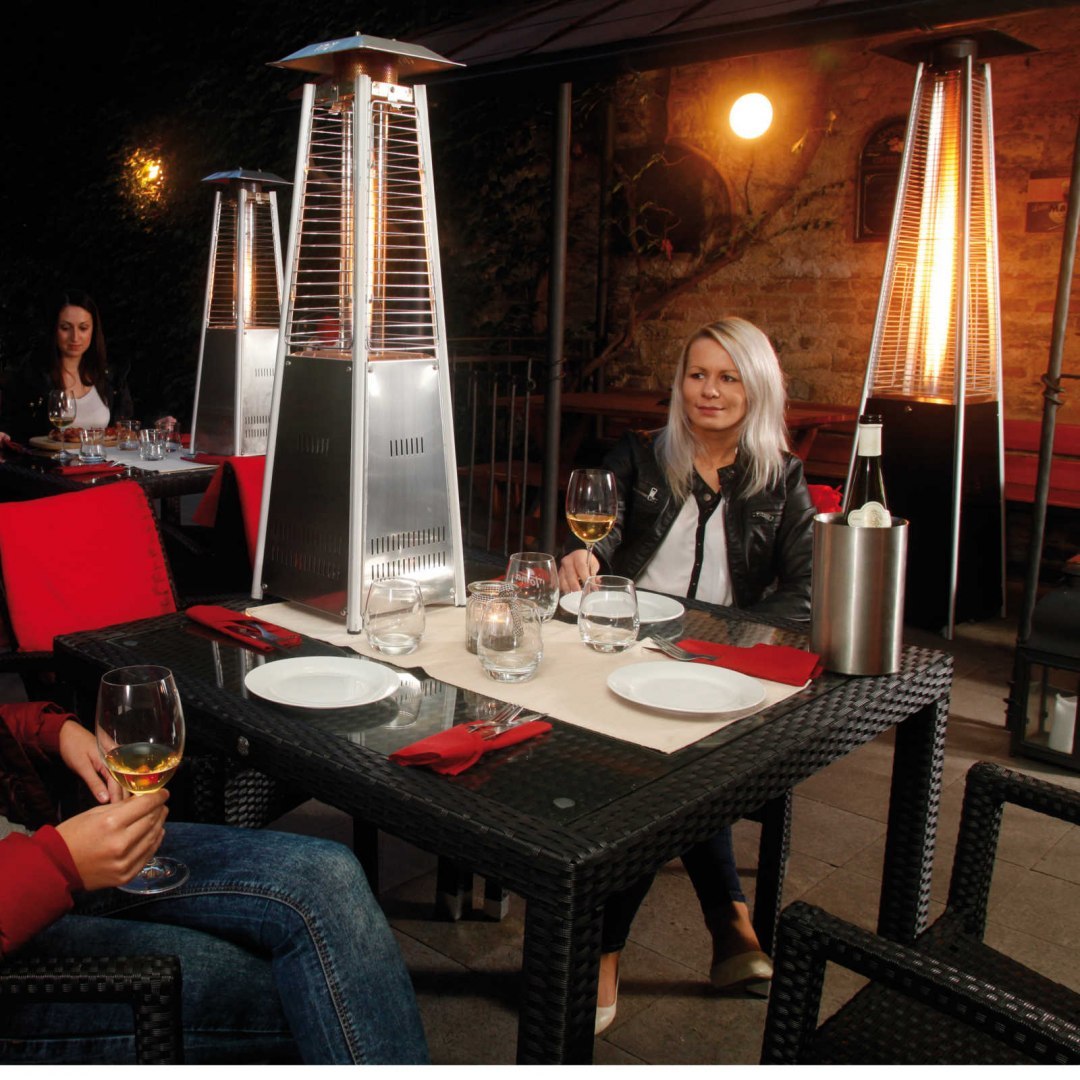 Lampa tarasowa grzejnik promiennik gazowa ogrodowa PIRAMIDA STAL NIERDZEWNA na gaz LPG MEVA Lampa tarasowa grzejnik promiennik gazowa ogrodowa PIRAMIDA STAL NIERDZEWNA na gaz LPG MEVA