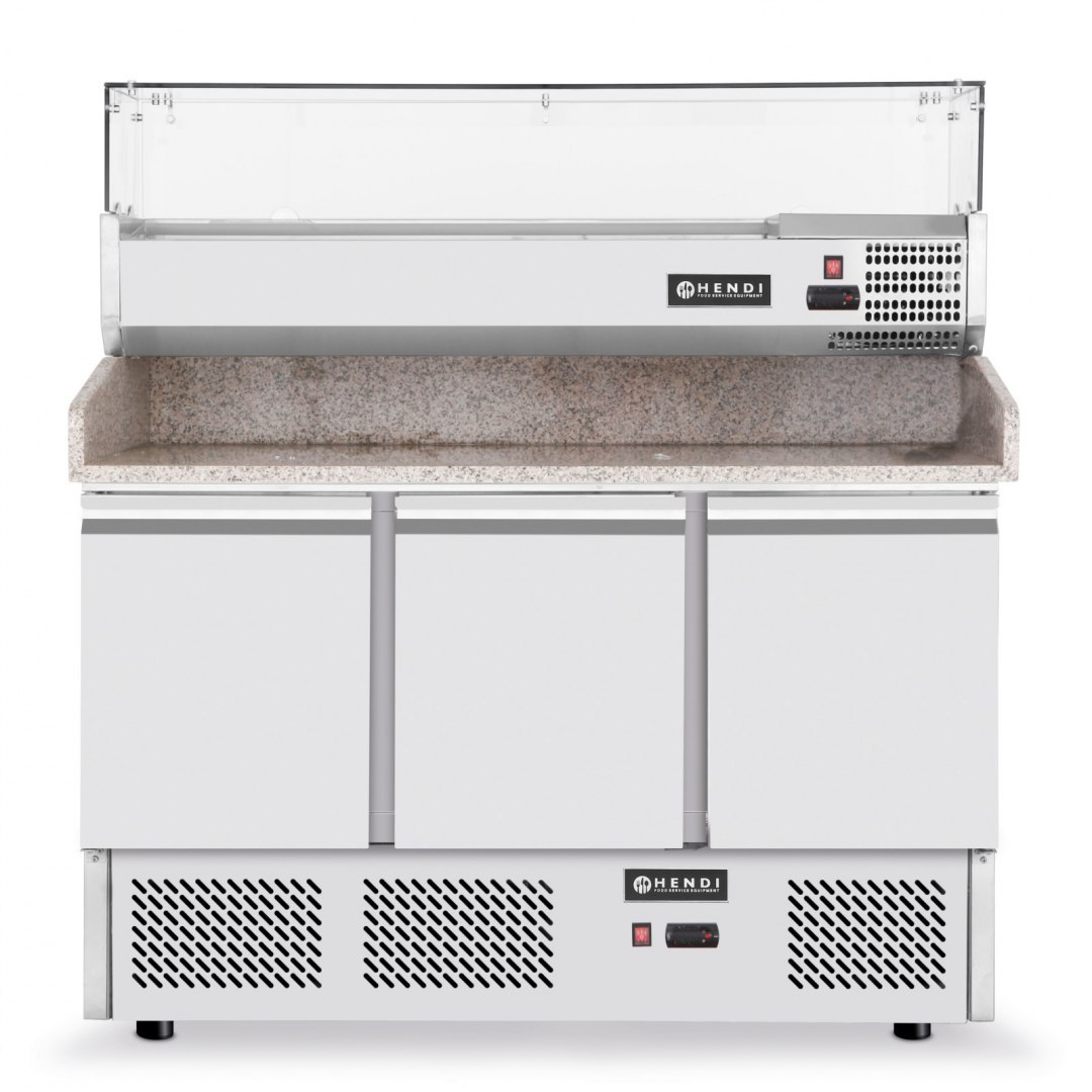Stół chłodniczy do pizzy z nadstawą chłodniczą blat granitowy szer 140cm - Hendi 232033 Hendi Stół chłodniczy do pizzy z nadstawą chłodniczą blat granitowy szer 140cm - Hendi 232033 Hendi