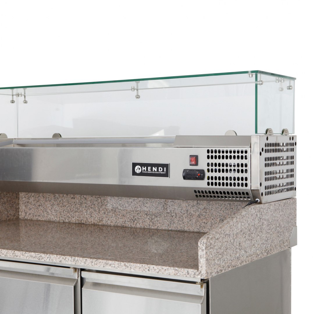 Stół chłodniczy do pizzy z nadstawą chłodniczą blat granitowy szer 140cm - Hendi 232033 Hendi Stół chłodniczy do pizzy z nadstawą chłodniczą blat granitowy szer 140cm - Hendi 232033 Hendi