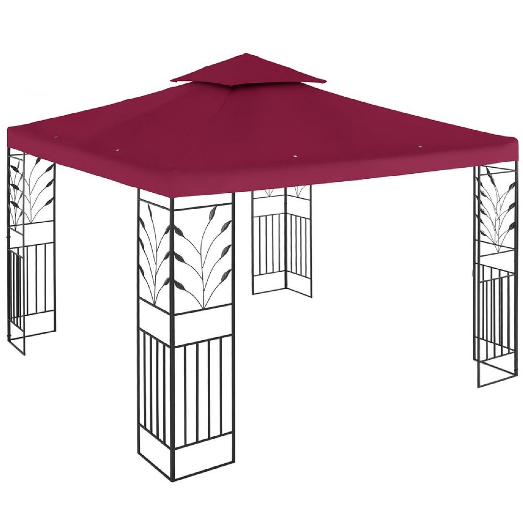 Pawilon ogrodowy altana z ornamentem składana 3 x 3 x 2.6 m czerwone wino UNIPRODO Pawilon ogrodowy altana z ornamentem składana 3 x 3 x 2.6 m czerwone wino UNIPRODO