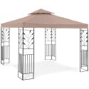 Pawilon ogrodowy namiot altana zadaszenie składane z ornamentem 3 x 3 x 2.6 m beżowe UNIPRODO