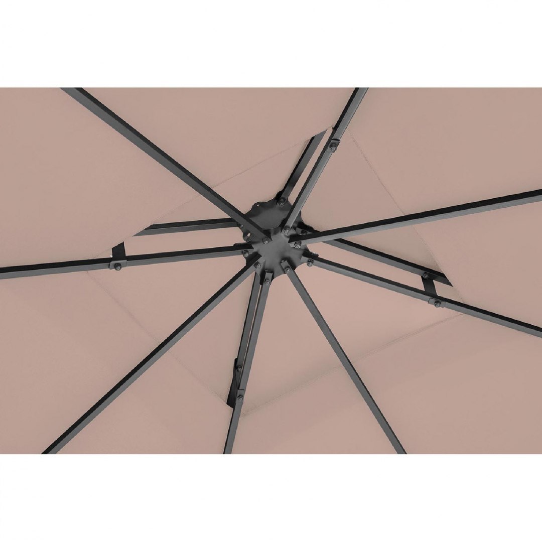 Pawilon ogrodowy namiot altana zadaszenie składane z ornamentem 3 x 3 x 2.6 m beżowe UNIPRODO Pawilon ogrodowy namiot altana zadaszenie składane z ornamentem 3 x 3 x 2.6 m beżowe UNIPRODO