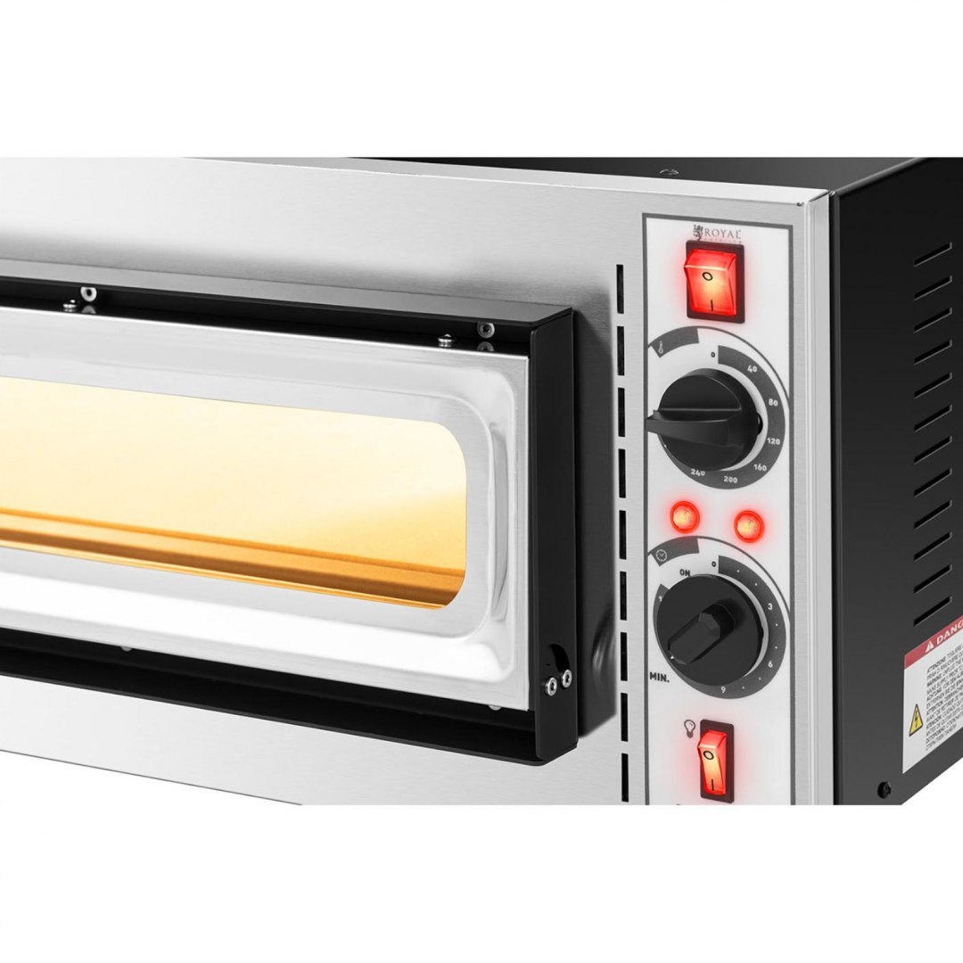 Piec do pizzy jednokomorowy z szybą 1 pizza śr. 32 cm 230 V 1600 W ITALY Royal Catering Piec do pizzy jednokomorowy z szybą 1 pizza śr. 32 cm 230 V 1600 W ITALY Royal Catering