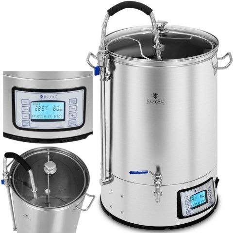 Kocioł warzelny zacierny do produkcji piwa stal nierdzewna 2500W LCD 40L Royal Catering Kocioł warzelny zacierny do produkcji piwa stal nierdzewna 2500W LCD 40L Royal Catering