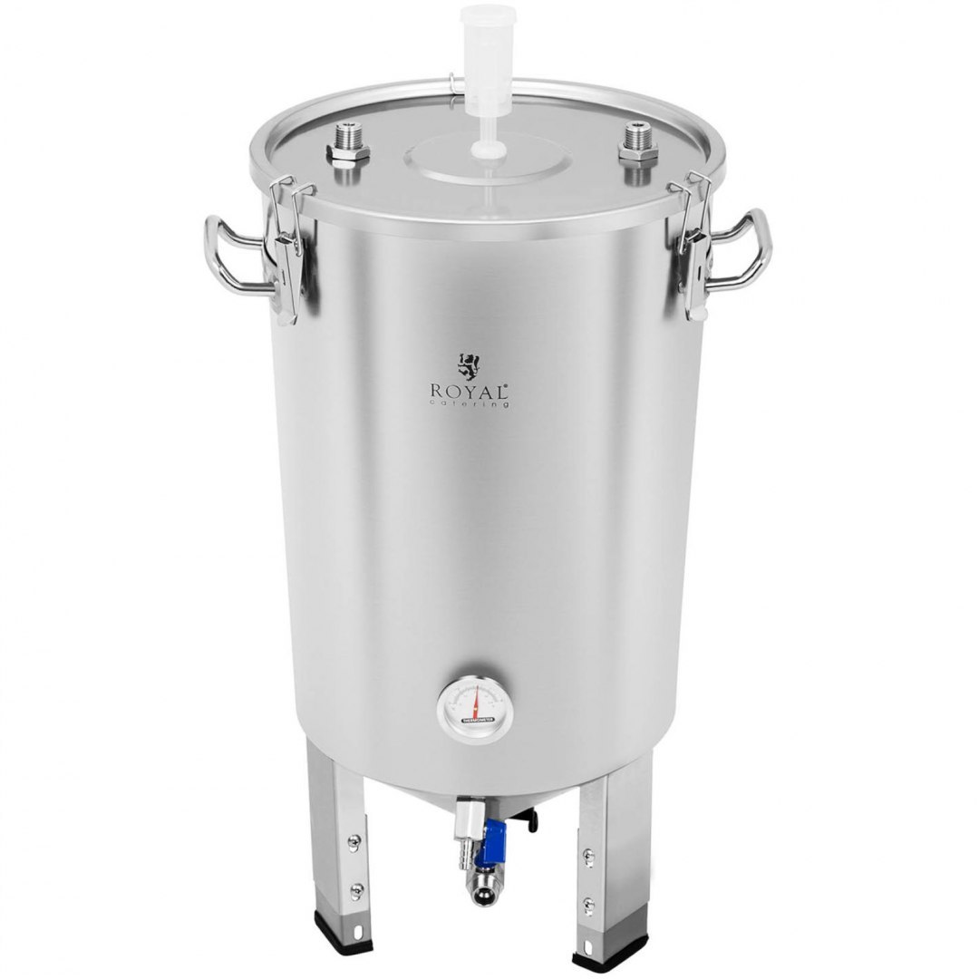 Pojemnik kocioł fermentacyjny fermentator do piwa z chłodnicą 30L Royal Catering Pojemnik kocioł fermentacyjny fermentator do piwa z chłodnicą 30L Royal Catering