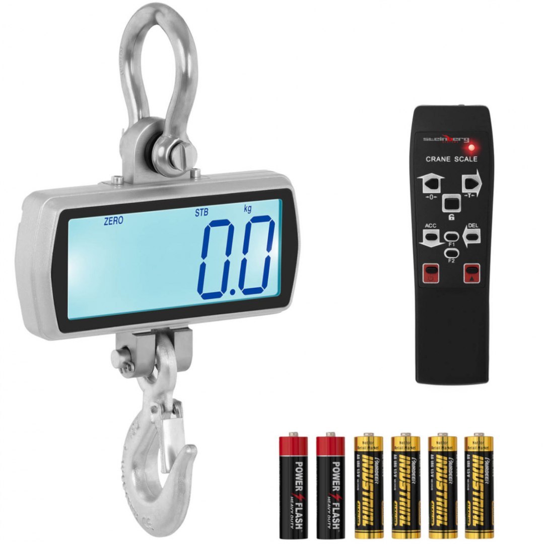 Waga hakowa wisząca magazynowa z pilotem duży wyświetlacz LCD 100 / 0.05 kg Steinberg Systems Waga hakowa wisząca magazynowa z pilotem duży wyświetlacz LCD 100 / 0.05 kg Steinberg Systems