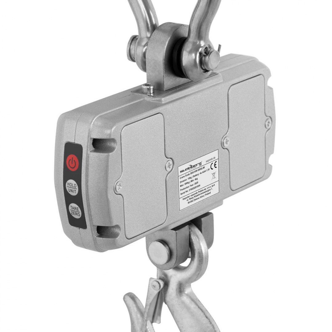 Waga hakowa wisząca magazynowa z pilotem duży wyświetlacz LCD 500 / 0.1 kg Steinberg Systems Waga hakowa wisząca magazynowa z pilotem duży wyświetlacz LCD 500 / 0.1 kg Steinberg Systems