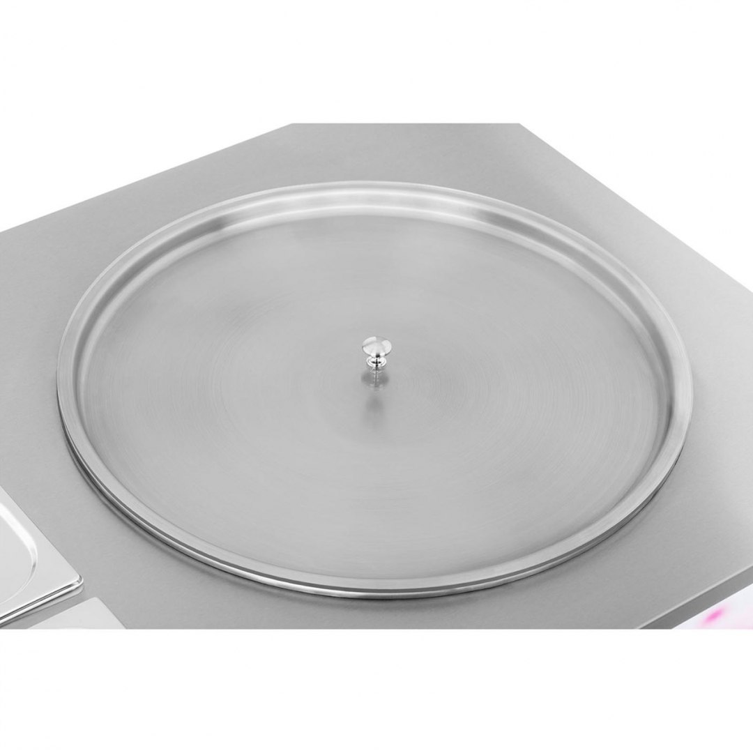 Maszyna płyta mrożąca do lodów tajskich na kółkach śr. 50 cm 230 V 1150 W 6x GN Royal Catering Maszyna płyta mrożąca do lodów tajskich na kółkach śr. 50 cm 230 V 1150 W 6x GN Royal Catering